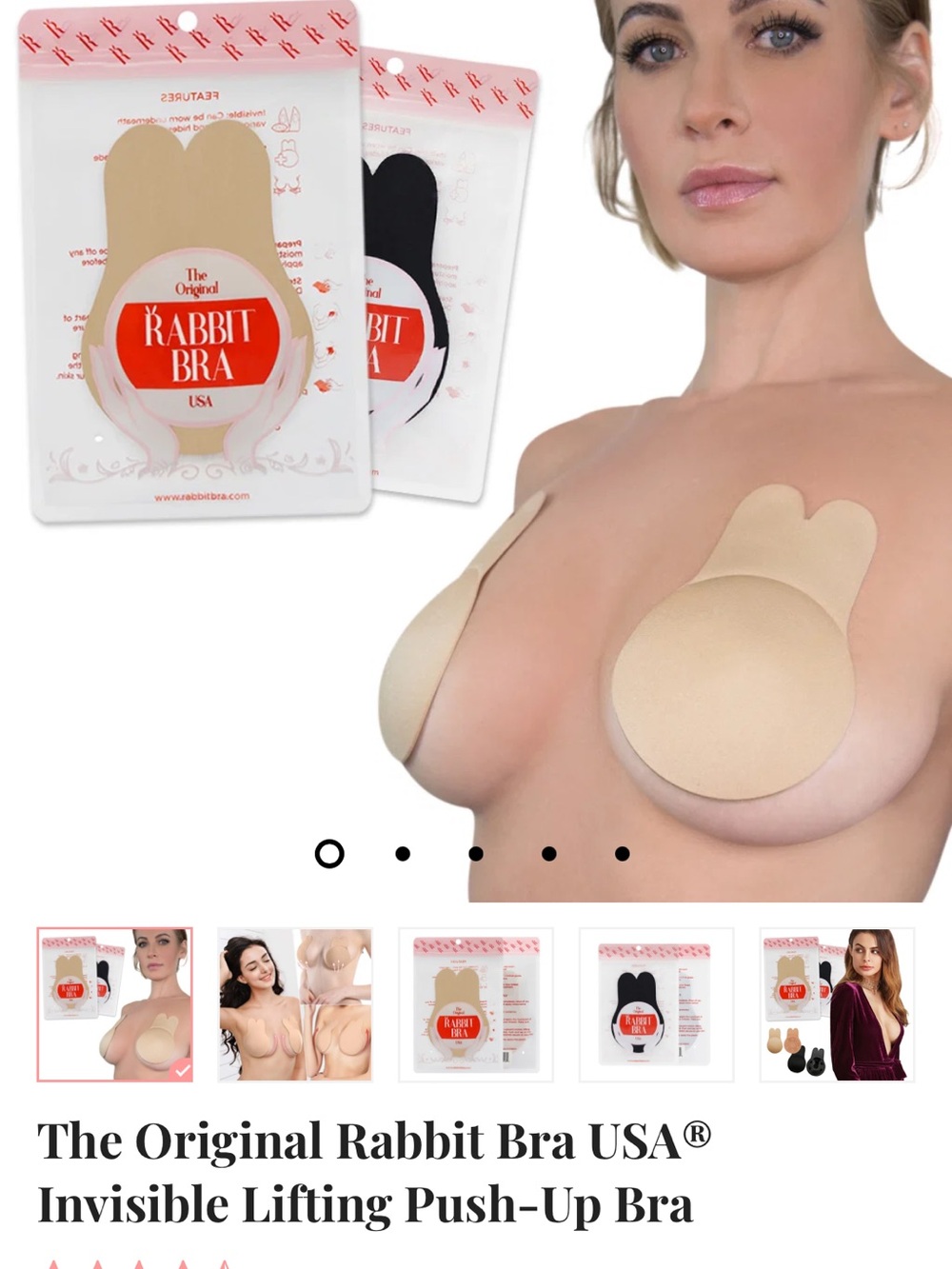 Invisible Lifting Push-Up Bra - Nude and Black size DD/E